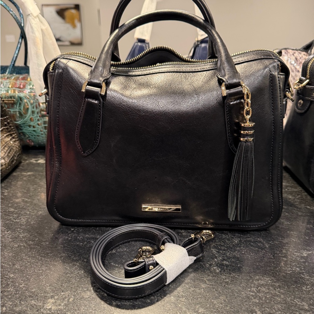 Brahmin Micaela Black Nighshade Elegant Black Leather Handbag Authentic/NWT